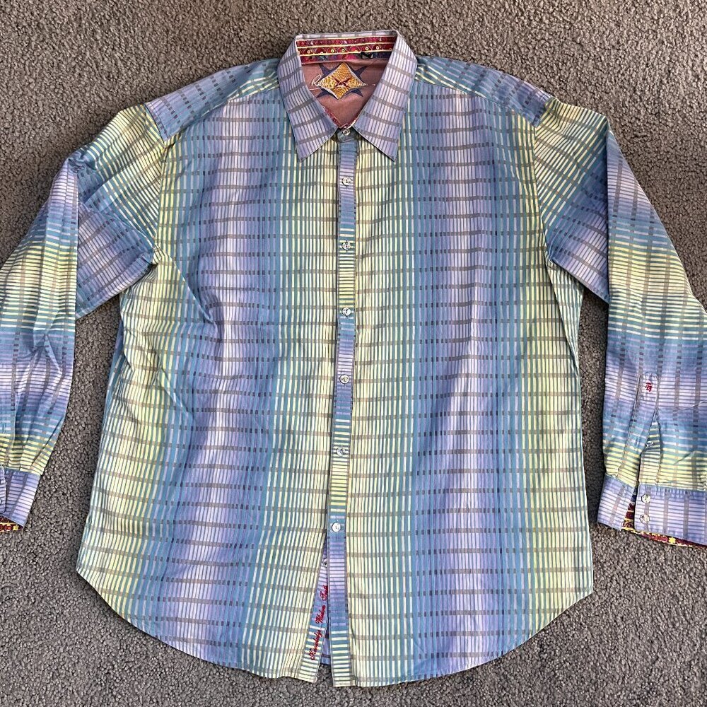 Robert Graham Long Sleeve Sport Dress Shirt-Men’s 3XL Multicolor Flip Cuffs-EUC